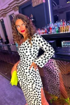 Can't Compare - White Black Polka Dot One Shoulder Maxi Dress -Fashion Clothing Store Can tCompare WhiteBlackPolkaDotOneShoulderMaxiDress 1 82a218fc 790e 46fb bda5 443e5ab7d69c