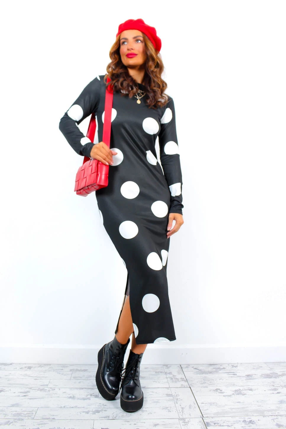 Cant Read My Polka Face - Black White Polka Dot Midi Dress 1 Cant Read My Polka Face - Black White Polka Dot Midi Dress