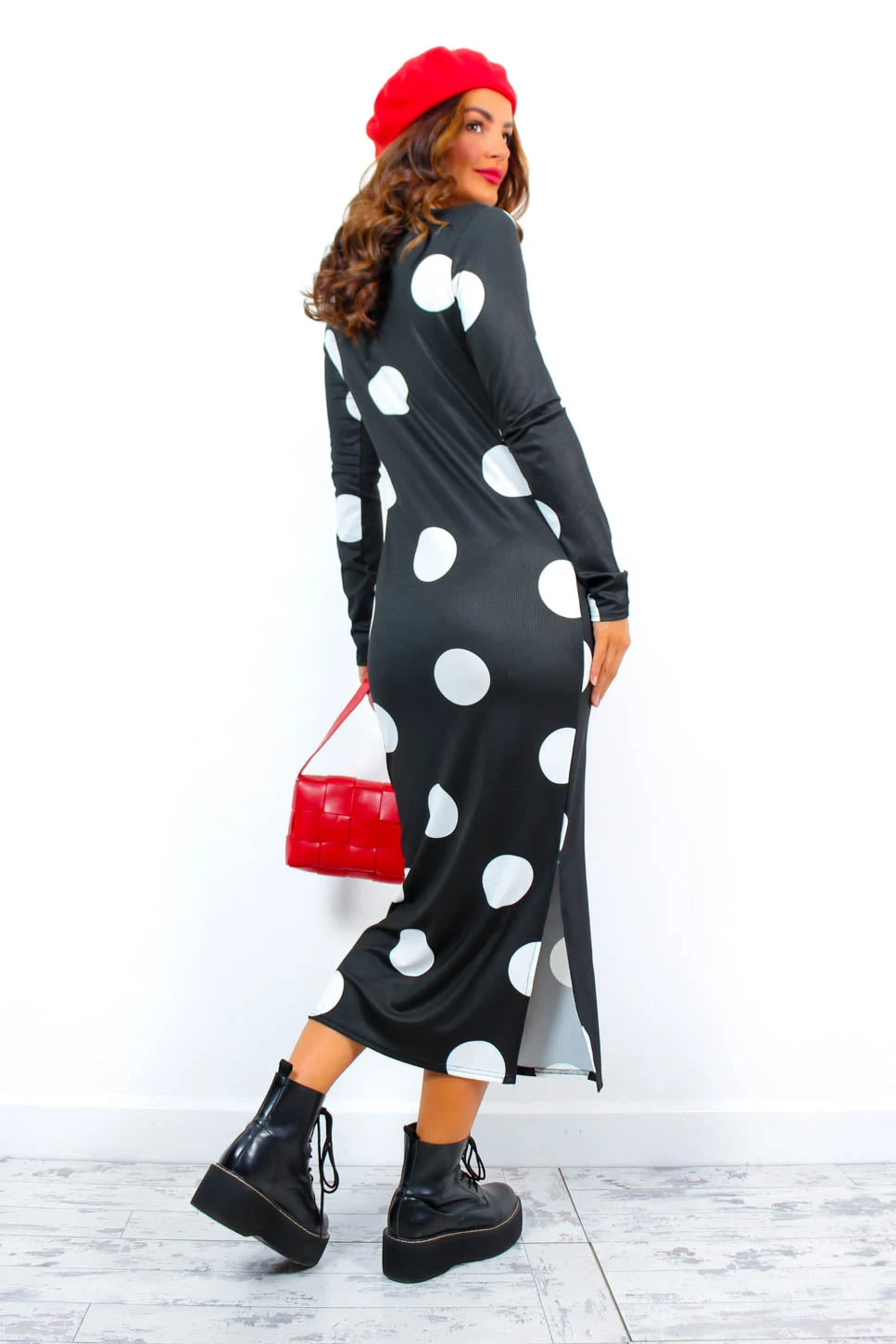 Cant Read My Polka Face - Black White Polka Dot Midi Dress 5 Cant Read My Polka Face - Black White Polka Dot Midi Dress - Image 5