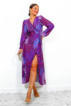 Caught Your Attention - Magenta Blue Leopard Midi Wrap Dress 12 Caught Your Attention - Magenta Blue Leopard Midi Wrap Dress -Fashion Clothing Store Caught Your Attention Magenta Blue Leopard Midi Wrap Dress 1