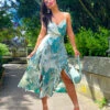 AX Paris Chase Your Dreams - Sea Green Marble Print Midi Dress