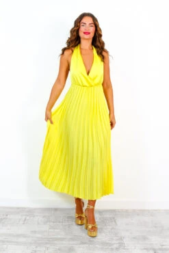 Class Is Timeless - Yellow Satin Pleated Midi Dress 17 Class Is Timeless - Yellow Satin Pleated Midi Dress -Fashion Clothing Store ClassIsTimeless YellowSatinPleatedMidiDress 2