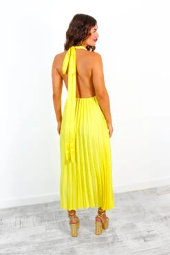 Class Is Timeless - Yellow Satin Pleated Midi Dress 11 Class Is Timeless - Yellow Satin Pleated Midi Dress -Fashion Clothing Store ClassIsTimeless YellowSatinPleatedMidiDress 4