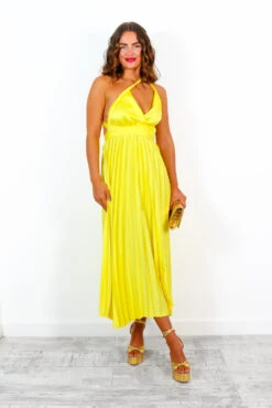 Class Is Timeless - Yellow Satin Pleated Midi Dress 16 Class Is Timeless - Yellow Satin Pleated Midi Dress -Fashion Clothing Store ClassIsTimeless YellowSatinPleatedMidiDress 5