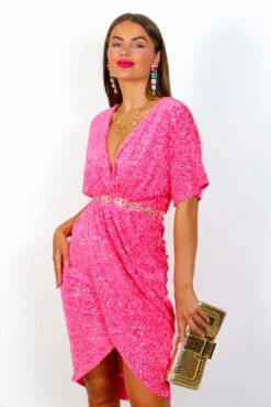 Cocktail O'Clock- Pink Sequin Midi Dress -Fashion Clothing Store CocktailO Clock PinkSequinMidiDress 4