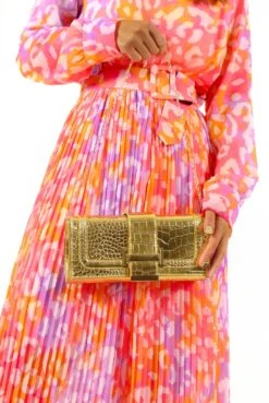 Crossed The Line - Gold Croc Print Crossbody Bag -Fashion Clothing Store CrossedTheLine GoldCrocPrintCrossbodyBag 3