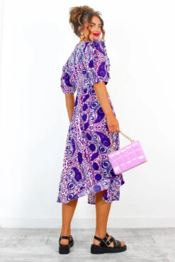 Cuff It Up - Purple Paisley Print Midi Dress -Fashion Clothing Store CuffItUp PurplePaisleyPrintMidiDress 3
