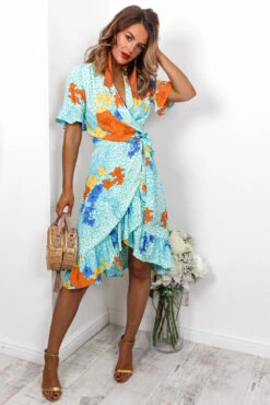 Tropical Getaway - Turquoise Wrap Dress -Fashion Clothing Store DIRTY LITTLE STYLE BITCH 129035865