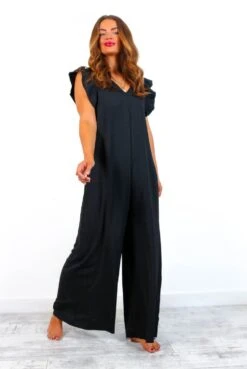 Diamond In The Ruffle - Black Wide Leg Jumpsuit -Fashion Clothing Store DiamondInTheRuffle BlackWideLegJumpsuit 3