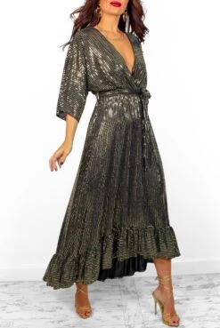 Dolce Vita - Black Gold Line Sequin Midi Dress