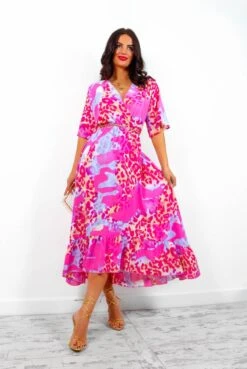 Dolce Vita - Fuchsia Lilac Leopard Print Midi Dress -Fashion Clothing Store DolceVita FuchsiaLilacLeopardPrintMidiDress 5