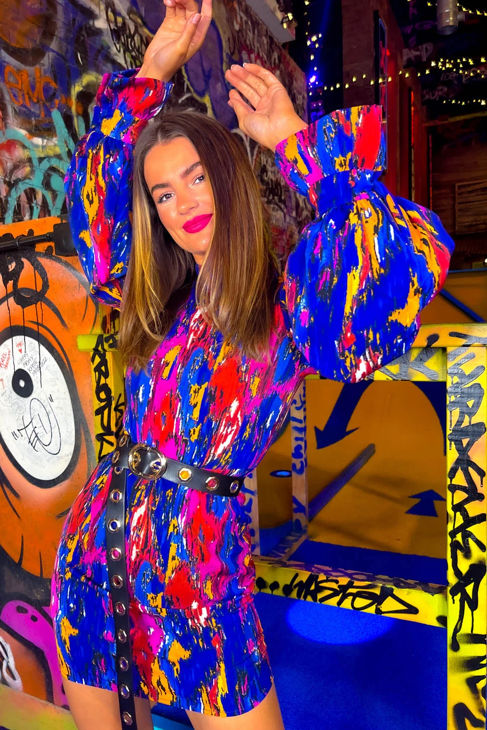 Don't Sleeve Me - Cobalt Abstract Mini Dress 2 Don't Sleeve Me - Cobalt Abstract Mini Dress - Image 2