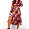 Dont Give A Glam - Black Multi Abstract Midi Dress
