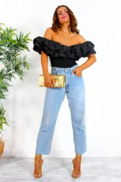 New Arrival -Fashion Clothing Store Don tGiveItAway BlackRuffleBodysuit 2