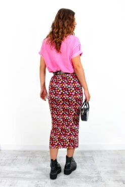 Glamorous Don't Skirt Me - Black Multi Floral Midi Skirt -Fashion Clothing Store Don tSkirtMe BlackMultiFloralMidiSkirt 3