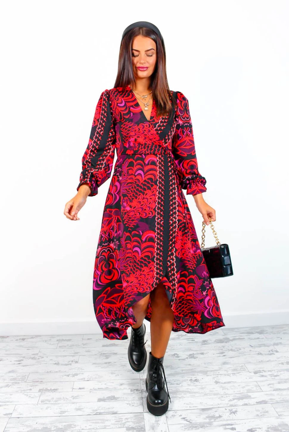 AX Paris Dont Tame Me - Red Multi Printed Midi Wrap Dress 1 AX Paris Dont Tame Me - Red Multi Printed Midi Wrap Dress
