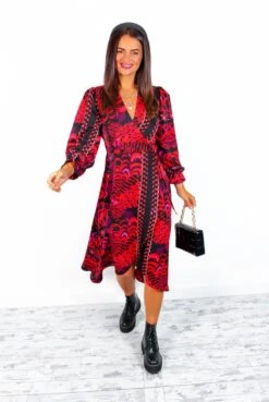 AX Paris Dont Tame Me - Red Multi Printed Midi Wrap Dress 11 AX Paris Dont Tame Me - Red Multi Printed Midi Wrap Dress -Fashion Clothing Store Don tTameMe RedMultiPrintedMidiWrapDress 3
