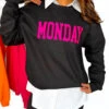 Dressed Like A Day Dream - Black Neon Pink Monday Sweatshirt