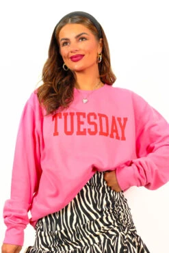 Dressed Like A Day Dream - Pink Red Tuesday Sweatshirt -Fashion Clothing Store DressedLikeADayDream PinkRedTuesdaySweatshirt 5