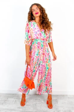 Dressing The Part - Pink Multi Leopard Pleated Jumpsuit 12 Dressing The Part - Pink Multi Leopard Pleated Jumpsuit -Fashion Clothing Store DressingThePart PinkMultiLeopardPleatedJumpsuit