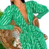 Glamorous Drive Em Wild - Green Zebra Midi Wrap Dress