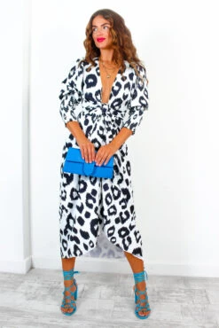 Glamorous Drive Em Wild - Black White Leopard Wrap Midi Dress -Fashion Clothing Store DriveEmWild BlackWhiteLeopardWrapMidiDress 7