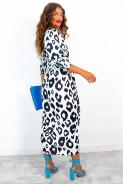 Glamorous Drive Em Wild - Black White Leopard Wrap Midi Dress -Fashion Clothing Store DriveEmWild BlackWhiteLeopardWrapMidiDress 8