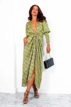 Glamorous Drive Em Wild - Black Yellow Flower Midi Wrap Dress -Fashion Clothing Store DriveEmWild BlackYellowFlowerMidiWrapDress7