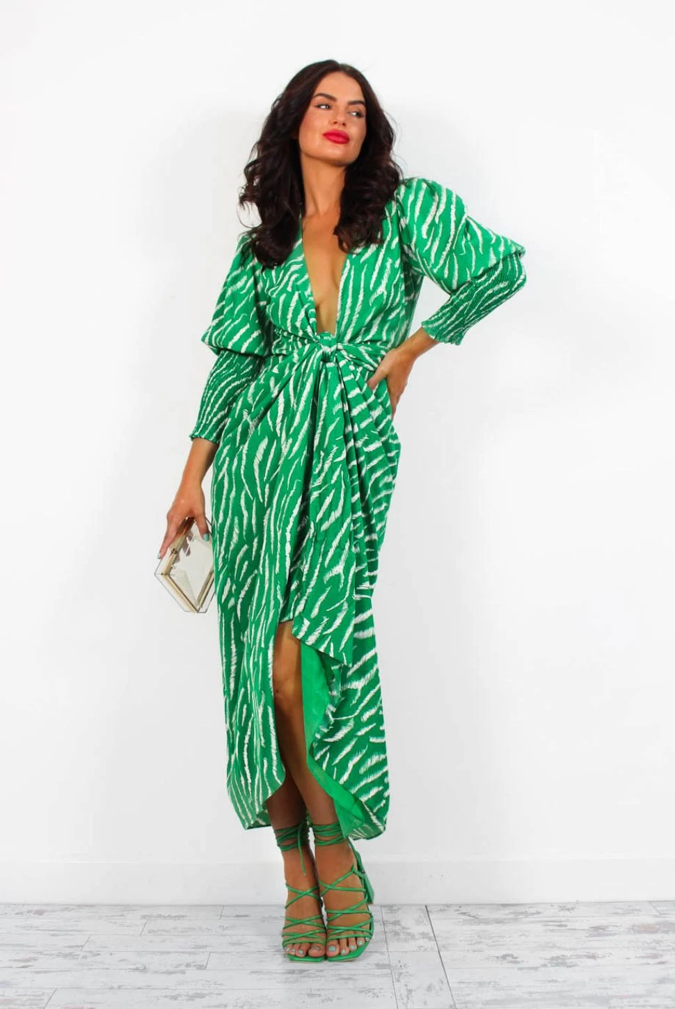 Glamorous Drive Em Wild - Green Zebra Midi Wrap Dress 3 Glamorous Drive Em Wild - Green Zebra Midi Wrap Dress - Image 3