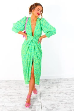 Glamorous Drive 'Em Wild - Lime Forest Leopard Print Midi Wrap Dress -Fashion Clothing Store DriveEmWild LimeForestLeopardPrintMidiWrapDress 7