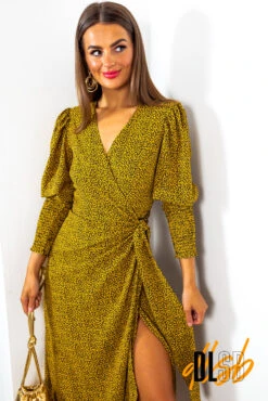 Glamorous Drive Em Wild - Mustard Leopard Wrap Dress -Fashion Clothing Store DriveEmWild MustardLeopardWrapDress 5