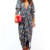 Glamorous Drive Em Wild - Black Multi Sticker Print Midi Wrap Dress