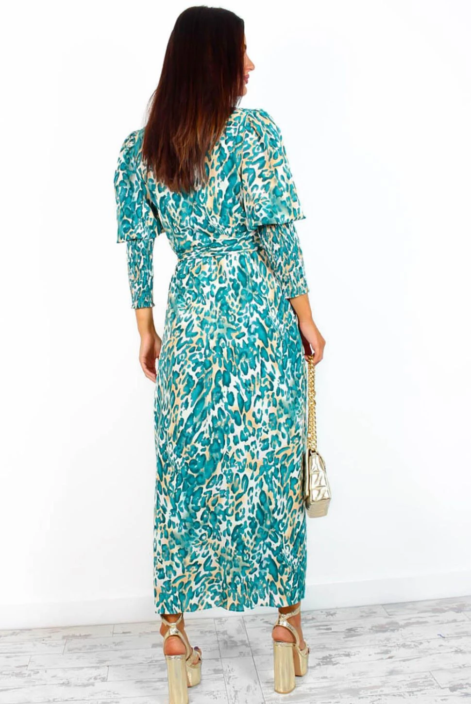 Glamorous Drive Em Wild - Blue Beige Animal Print Midi Wrap Dress 6 Glamorous Drive Em Wild - Blue Beige Animal Print Midi Wrap Dress - Image 6