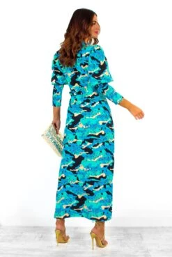 Glamorous Drive Em Wild - Blue Turquoise Camo Leopard Print Midi Wrap Dress -Fashion Clothing Store Drive EmWild BlueTurquoiseCamoLeopardPrintMidiWrapDress 4
