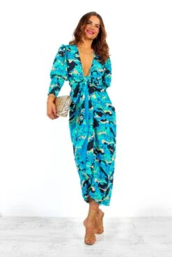 Glamorous Drive Em Wild - Blue Turquoise Camo Leopard Print Midi Wrap Dress -Fashion Clothing Store Drive EmWild BlueTurquoiseCamoLeopardPrintMidiWrapDress 5