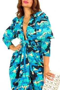 Glamorous Drive Em Wild - Blue Turquoise Camo Leopard Print Midi Wrap Dress -Fashion Clothing Store Drive EmWild BlueTurquoiseCamoLeopardPrintMidiWrapDress 8