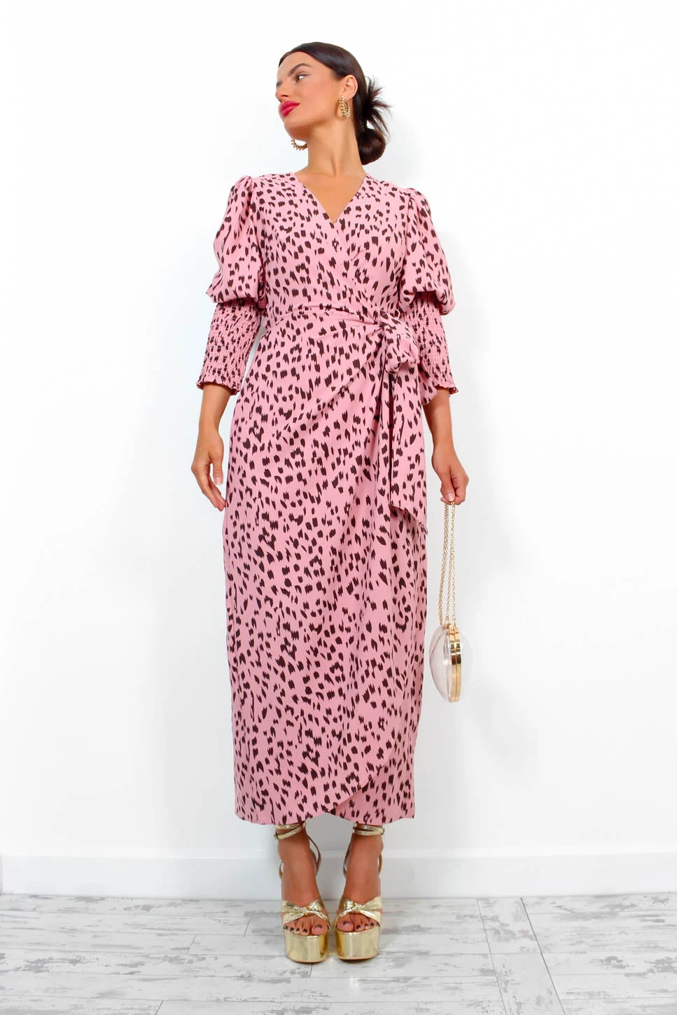Glamorous Drive Em Wild - Blush Printed Midi Wrap Dress 9 Glamorous Drive Em Wild - Blush Printed Midi Wrap Dress - Image 9