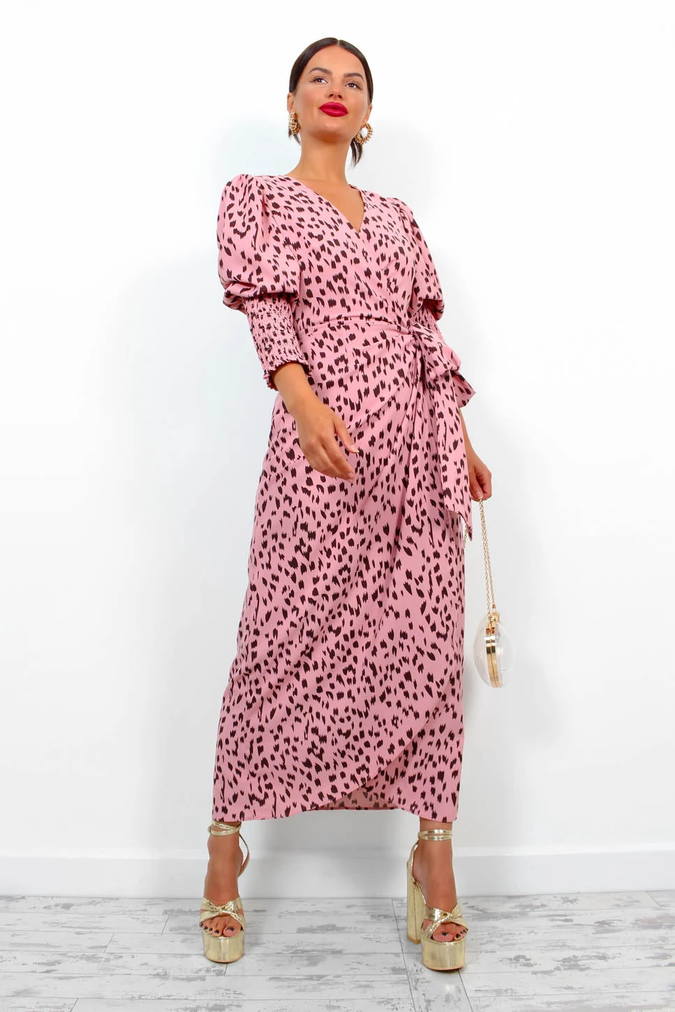Glamorous Drive Em Wild - Blush Printed Midi Wrap Dress 6 Glamorous Drive Em Wild - Blush Printed Midi Wrap Dress - Image 6