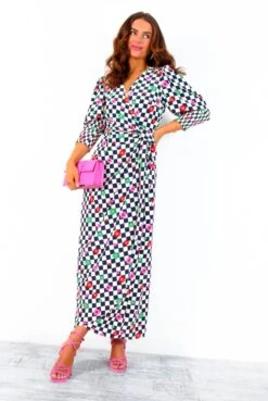 Glamorous Drive Em Wild - Checkerboard Flower Print Midi Wrap Dress 13 Glamorous Drive Em Wild - Checkerboard Flower Print Midi Wrap Dress -Fashion Clothing Store Drive EmWild CheckerboardFlowerPrintMidiWrapDress 1