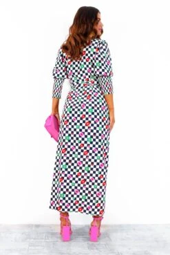 Glamorous Drive Em Wild - Checkerboard Flower Print Midi Wrap Dress 16 Glamorous Drive Em Wild - Checkerboard Flower Print Midi Wrap Dress -Fashion Clothing Store Drive EmWild CheckerboardFlowerPrintMidiWrapDress 4