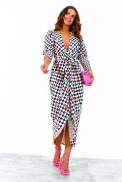 Glamorous Drive Em Wild - Checkerboard Flower Print Midi Wrap Dress 14 Glamorous Drive Em Wild - Checkerboard Flower Print Midi Wrap Dress -Fashion Clothing Store Drive EmWild CheckerboardFlowerPrintMidiWrapDress 6