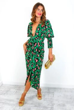 Glamorous Drive 'Em Wild - Forest Pink Leopard Midi Wrap Dress -Fashion Clothing Store Drive EmWild ForestPinkLeopardMidiWrapDress 5