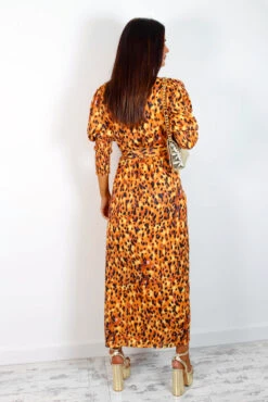 Glamorous Drive Em Wild - Golden Leopard Print Midi Wrap Dress -Fashion Clothing Store Drive EmWild GoldenLeopardPrintMidiWrapDress 2