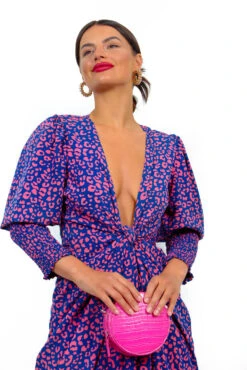 Glamorous Drive Em Wild - Navy Pink Leopard Midi Wrap Dress -Fashion Clothing Store Drive EmWild NavyPinkLeopardMidiWrapDress 2