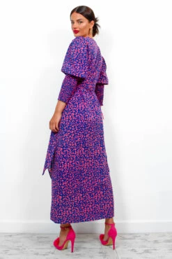 Glamorous Drive Em Wild - Navy Pink Leopard Midi Wrap Dress -Fashion Clothing Store Drive EmWild NavyPinkLeopardMidiWrapDress 5