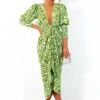 Glamorous Drive 'Em Wild - Olive Green White Zebra Print Midi Wrap Dress