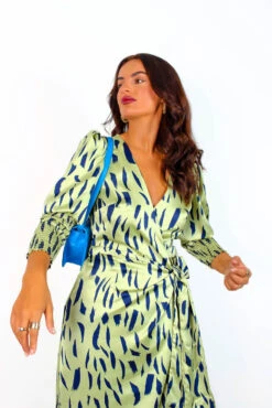 Glamorous Drive Em Wild - Olive Navy Printed Midi Wrap Dress -Fashion Clothing Store Drive EmWild OliveNavyPrintedMidiWrapDress6