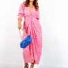 Glamorous Drive 'Em Wild - Pink Tonal Leopard Midi Wrap Dress