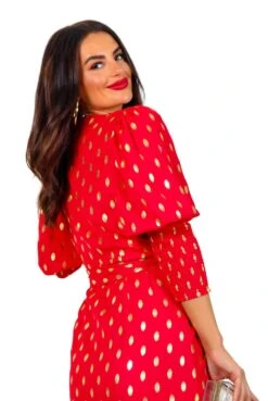 Glamorous Drive 'Em Wild - Red Gold Foil Spot Midi Wrap Dress 23 Glamorous Drive 'Em Wild - Red Gold Foil Spot Midi Wrap Dress -Fashion Clothing Store Drive EmWild RedGoldFoilSpotMidiWrapDress6