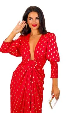 Glamorous Drive 'Em Wild - Red Gold Foil Spot Midi Wrap Dress 17 Glamorous Drive 'Em Wild - Red Gold Foil Spot Midi Wrap Dress -Fashion Clothing Store Drive EmWild RedGoldFoilSpotMidiWrapDress8